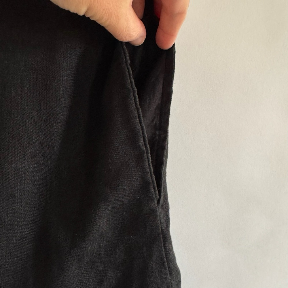Quince Womens 100% European Linen Tank Mini Dress Black Medium Spring Summer - Picture 5 of 12
